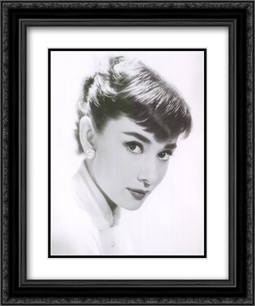 Audrey Hepburn, Screen Test, c.1955 16x20 Black Ornate Wood Framed Art Print Poster with Double Matting by Hulton, Sir Edward