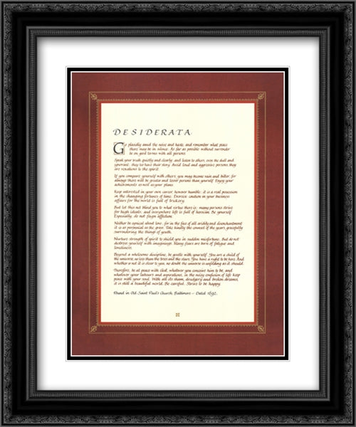 Desiderata 16x20 Black Ornate Wood Framed Art Print Poster with Double Matting