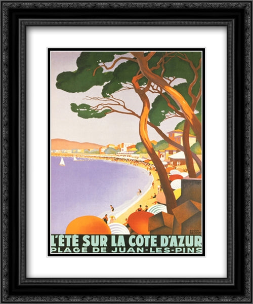 L'Ete Sur la Cote D'Azur 2x Matted 20x24 Black Ornate Wood Framed Art Print Poster with Double Matting by Broders, Rodger