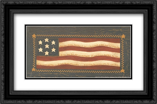 American Flag 2x Matted 24x14 Black Ornate Wood Framed Art Print Poster with Double Matting by Moulton, Jo