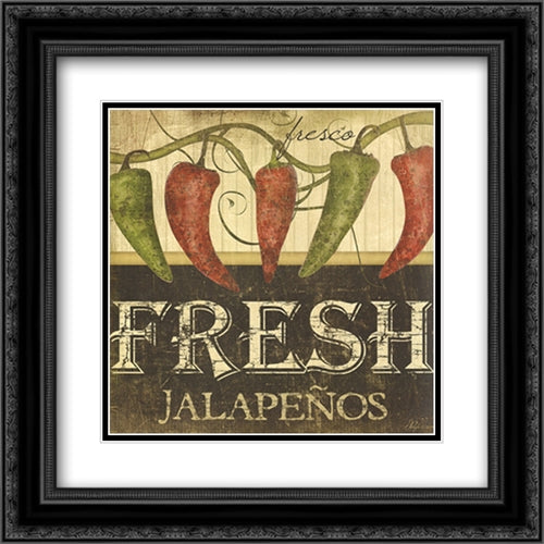 Fresh Jalapenos 16x16 Black Ornate Wood Framed Art Print Poster with Double Matting by Pugh, Jennifer