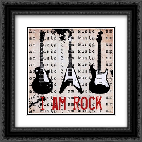 I Am Rock 16x16 Black Ornate Wood Framed Art Print Poster with Double Matting by Carey, Louise