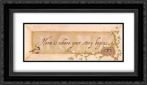 Home is Where Your Story Begins 2x Matted 24x12 Black Ornate Wood Framed Art Print Poster with Double Matting by Marrott, Stephanie