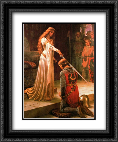 Accolade 2x Matted 20x24 Black Ornate Wood Framed Art Print Poster with Double Matting by Leighton, Edmund Blair