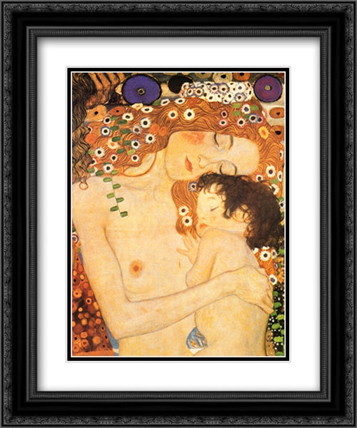 Three Ages (Detail) 2x Matted 20x24 Black Ornate Wood Framed Art Print Poster with Double Matting by Klimt, Gustav