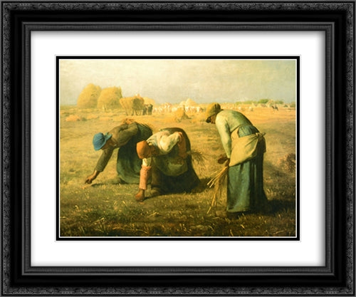 Gleaners 2x Matted 24x20 Black Ornate Wood Framed Art Print Poster with Double Matting by Millet, Jean Francois