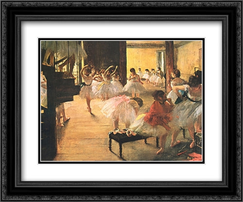 Ballet School 2x Matted 24x20 Black Ornate Wood Framed Art Print Poster with Double Matting by Degas, Edgar