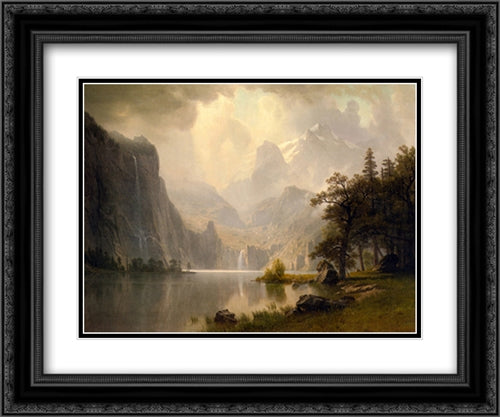 In The Mountains 2x Matted 24x20 Black Ornate Wood Framed Art Print Poster with Double Matting by Bierstadt, Albert