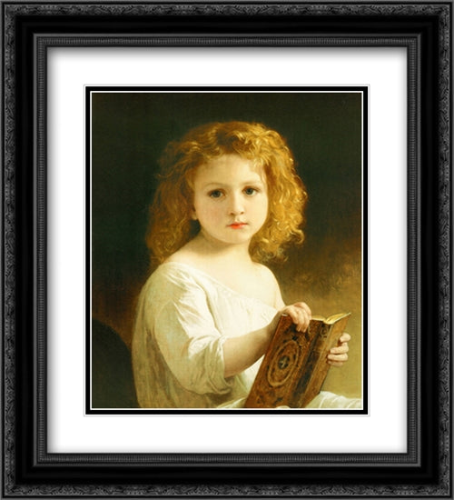 Story Book 2x Matted 20x24 Black Ornate Wood Framed Art Print Poster with Double Matting by Bouguereau, William Adolphe