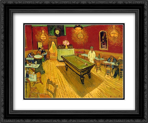 The Night Cafe in the Place Lamartine in Arles, c.1888 2x Matted 24x20 Black Ornate Wood Framed Art Print Poster with Double Matting by Van Gogh, Vincent