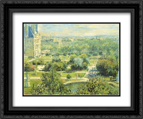 View Of The Tuileries Gardens 2x Matted 24x20 Black Ornate Wood Framed Art Print Poster with Double Matting by Monet, Claude