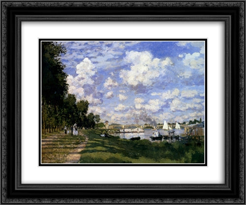 Le Bassin D'argenteuil 2x Matted 24x20 Black Ornate Wood Framed Art Print Poster with Double Matting by Monet, Claude