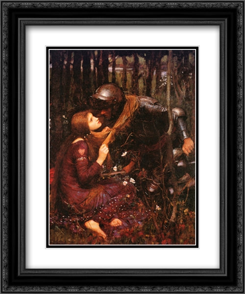 La Belle Dame Sans Merci 2x Matted 20x24 Black Ornate Wood Framed Art Print Poster with Double Matting by Waterhouse, John William