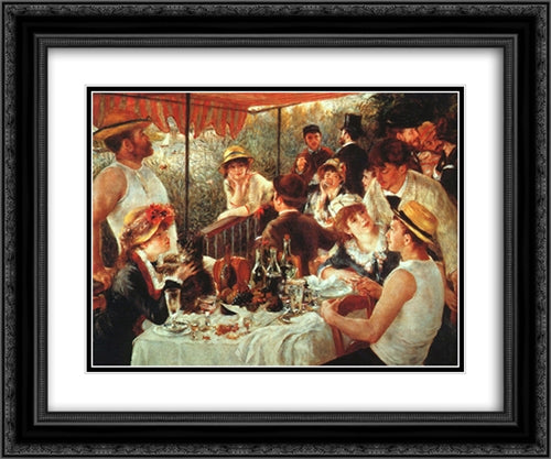 Luncheon Of The Boating Party 2x Matted 24x20 Black Ornate Wood Framed Art Print Poster with Double Matting by Renoir, Pierre Auguste