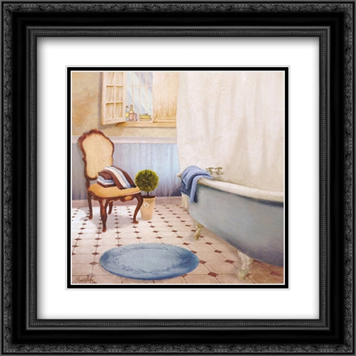 Sundance Bath I 16x16 Black Ornate Wood Framed Art Print Poster with Double Matting by Medley, Elizabeth