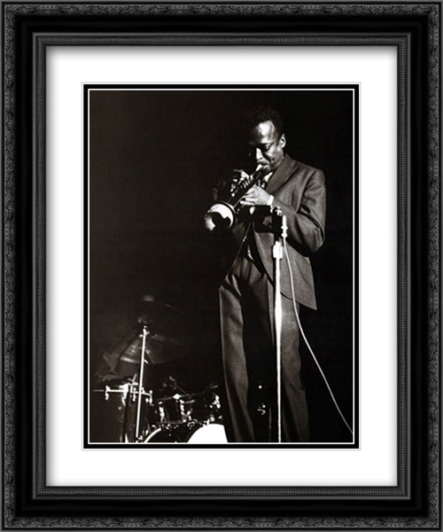 Miles Davis 2x Matted 20x24 Black Ornate Wood Framed Art Print Poster with Double Matting by Tanner, Lee