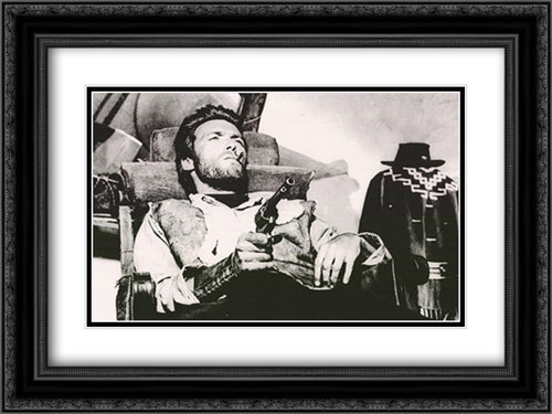 Clint Eastwood, A Few Dollars or More 24x18 Black Ornate Wood Framed Movie Poster with Double Matting