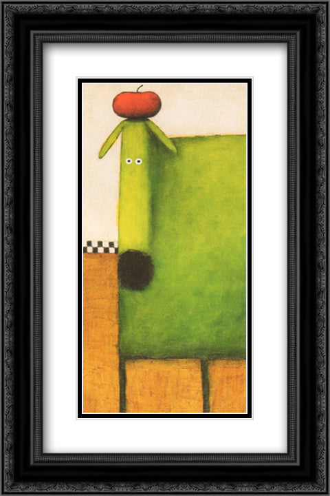 Green Dog II 13x24 Black Ornate Wood Framed Art Print Poster with Double Matting by Kessler, Daniel
