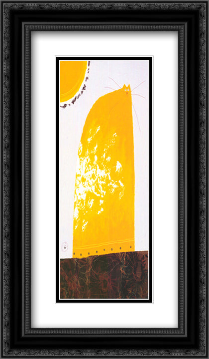 Yellow Cat 13x24 Black Ornate Wood Framed Art Print Poster with Double Matting by Nazran, Govinder