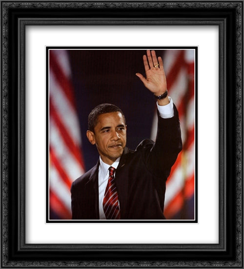 Barack Obama: Destiny 2x Matted 20x24 Black Ornate Wood Framed Art Print Poster with Double Matting