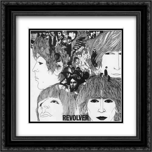 The Beatles: Revolver 2x Matted 20x20 Black Ornate Wood Framed Art Print Poster with Double Matting by Voorman, Klaus