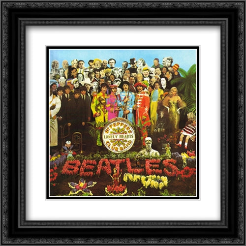 The Beatles: Sgt. Pepper 2x Matted 20x20 Black Ornate Wood Framed Art Print Poster with Double Matting by Blake, Peter