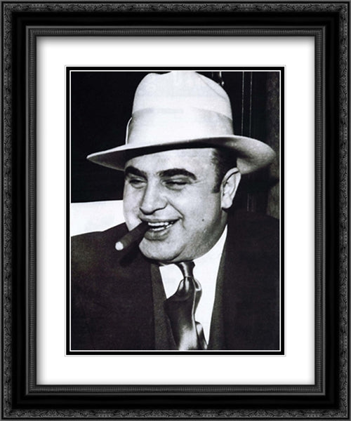 Al Capone, 1899-1947 2x Matted 20x24 Black Ornate Wood Framed Art Print Poster with Double Matting by American History