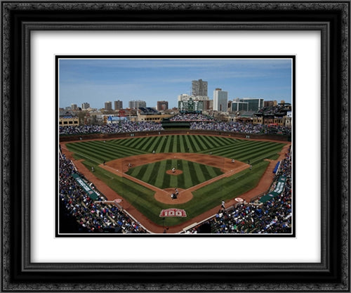 Chicago Wrigley Field 23x17 Black Ornate Wood Framed Art Print Poster with Double Matting by Rosen, Ira