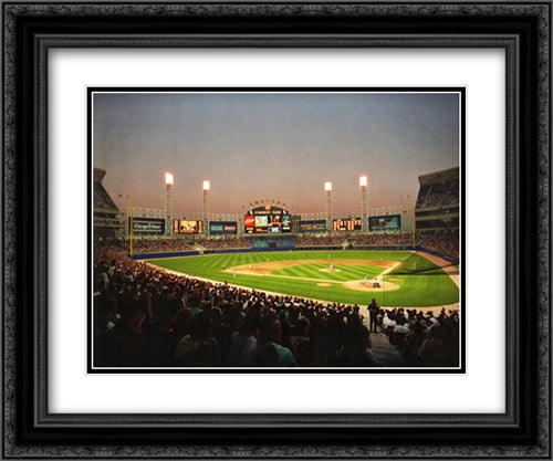 Chicago Comiskey Park 23x17 Black Ornate Wood Framed Art Print Poster with Double Matting by Rosen, Ira