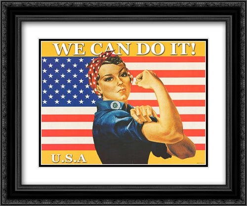 We Can Do It (Rosie The Riveter) 2x Matted 24x20 Black Ornate Wood Framed Art Print Poster with Double Matting by Miller, J. Howard