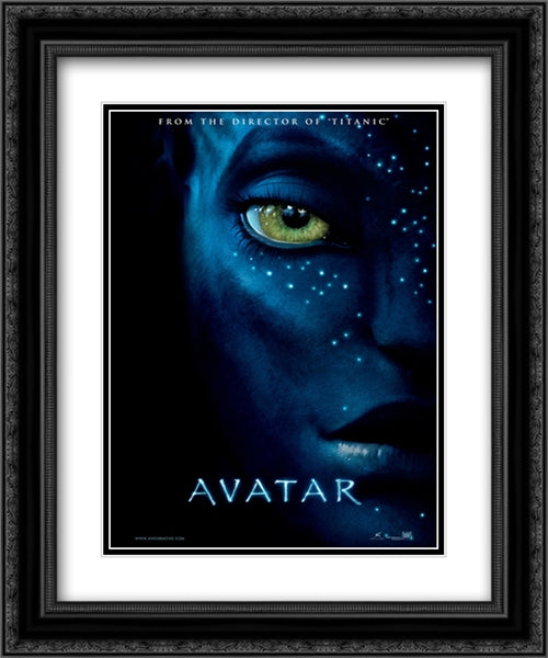 Avatar 20x24 Black Ornate Wood Framed Movie Poster with Double Matting