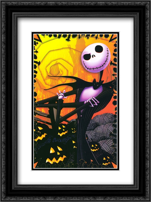 The Nightmare Before Christmas 18x24 Black Ornate Wood Framed Movie Poster with Double Matting