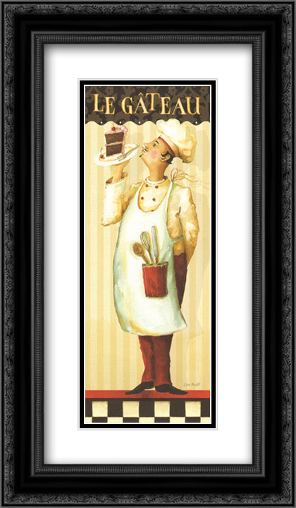 Chef's Masterpieces IV 2x Matted 12x24 Black Ornate Wood Framed Art Print Poster with Double Matting by Audit, Lisa