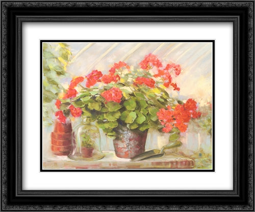 Potting Geraniums 2x Matted 24x20 Black Ornate Wood Framed Art Print Poster with Double Matting by Rowan, Carol