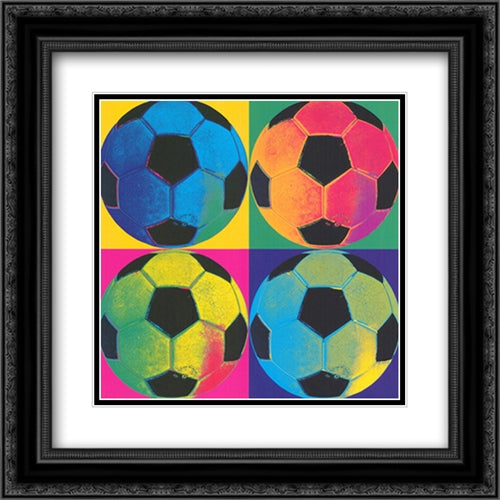 Ball Four Soccer 22x22 Black Ornate Wood Framed Art Print Poster with Double Matting