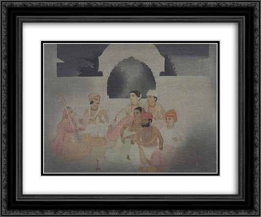 A Moonlight Music Party 24x20 Black Ornate Wood Framed Art Print Poster with Double Matting by Tagore, Abanindranath