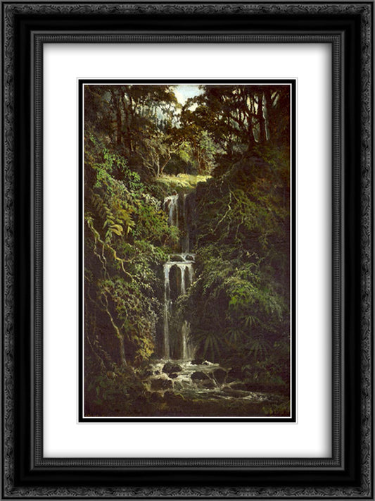 Air Terjun 18x24 Black Ornate Wood Framed Art Print Poster with Double Matting by Suriosubroto, Abdullah