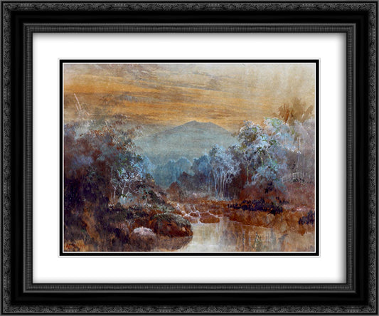 Landscape Mountain 24x20 Black Ornate Wood Framed Art Print Poster with Double Matting by Suriosubroto, Abdullah