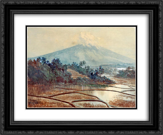 Landscape of Paddy Field 24x20 Black Ornate Wood Framed Art Print Poster with Double Matting by Suriosubroto, Abdullah