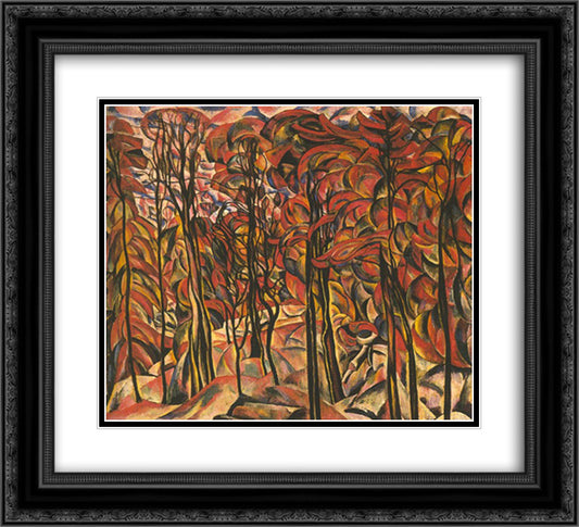 Autumn in the Park 22x20 Black Ornate Wood Framed Art Print Poster with Double Matting by Manievich, Abraham
