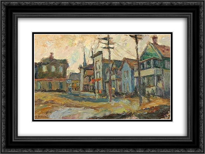 Cloudy Day, Bridgeport, Connecticut 24x18 Black Ornate Wood Framed Art Print Poster with Double Matting by Manievich, Abraham