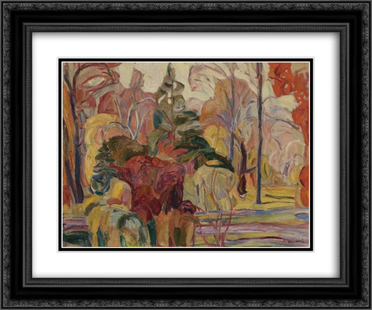 Fall Scene 24x20 Black Ornate Wood Framed Art Print Poster with Double Matting by Manievich, Abraham