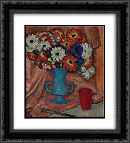 Flowers 20x22 Black Ornate Wood Framed Art Print Poster with Double Matting by Manievich, Abraham