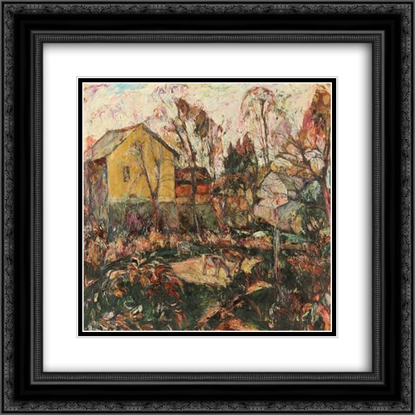 Landscape with Animals 20x20 Black Ornate Wood Framed Art Print Poster with Double Matting by Manievich, Abraham