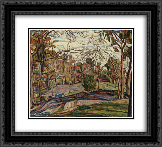 Lyrical Landscape 22x20 Black Ornate Wood Framed Art Print Poster with Double Matting by Manievich, Abraham