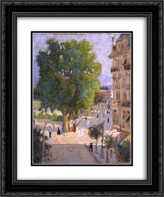 Paris Street 20x24 Black Ornate Wood Framed Art Print Poster with Double Matting by Manievich, Abraham