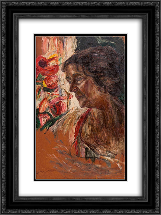 Portrait of the Artist`s Wife 18x24 Black Ornate Wood Framed Art Print Poster with Double Matting by Manievich, Abraham