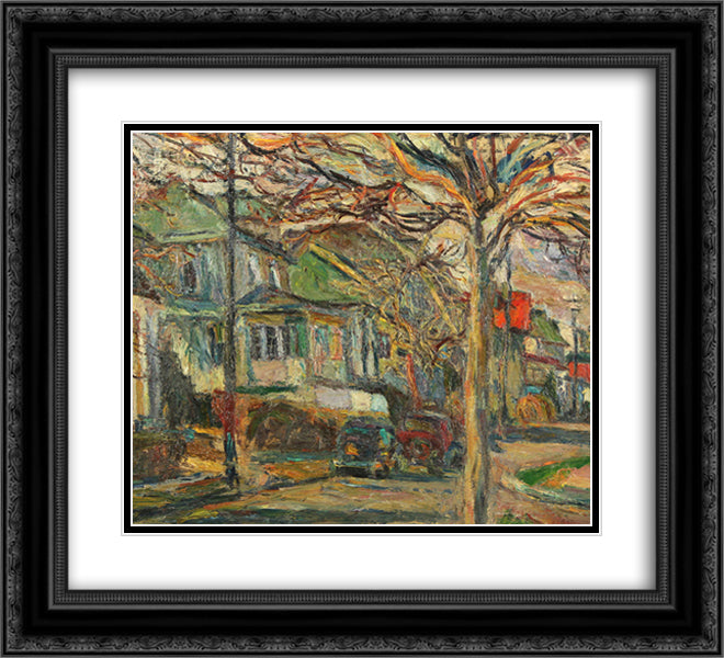 Quiet Autumn Day 22x20 Black Ornate Wood Framed Art Print Poster with Double Matting by Manievich, Abraham