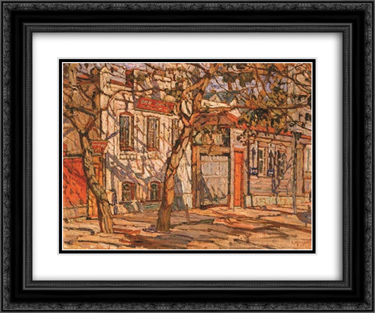 Street in a Provincial Town 24x20 Black Ornate Wood Framed Art Print Poster with Double Matting by Manievich, Abraham