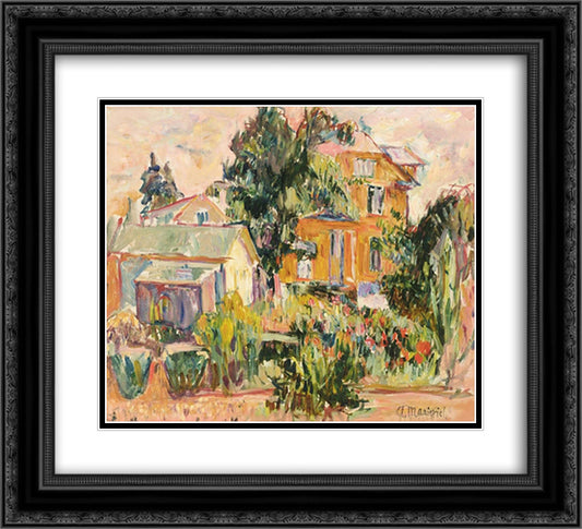 The Yellow House 22x20 Black Ornate Wood Framed Art Print Poster with Double Matting by Manievich, Abraham